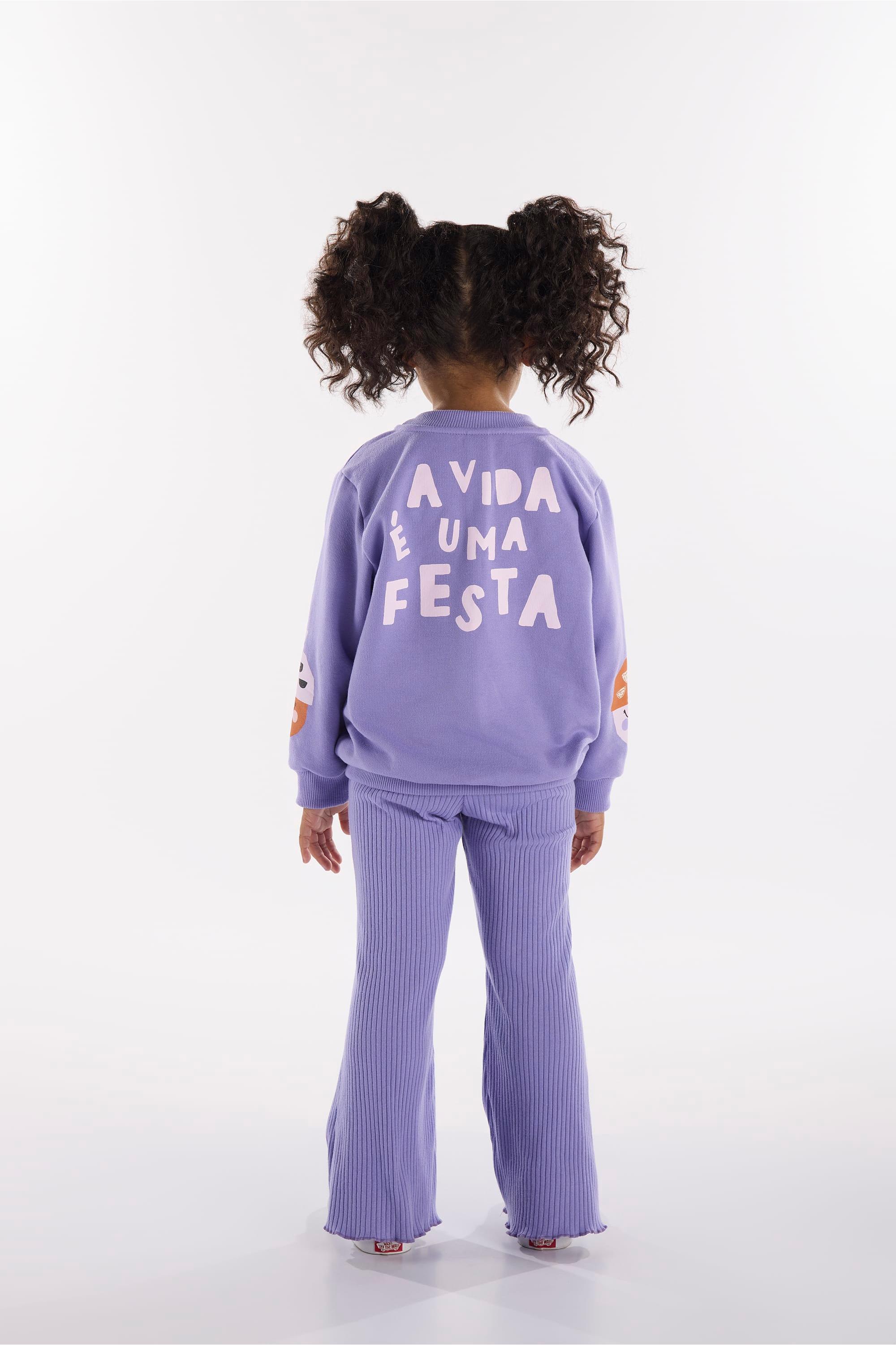 Conjunto Infantil Jardim Secreto com Blusão e Calça (Roxo) Três e Já - Imagem 29